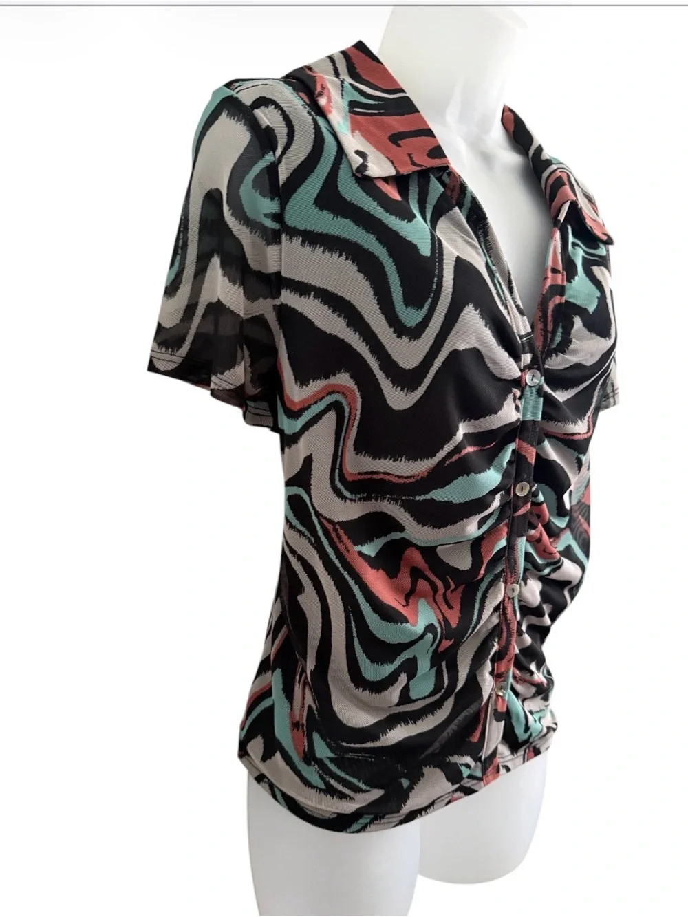 Kim & Cami Psychedelic Swirl Ruching Top